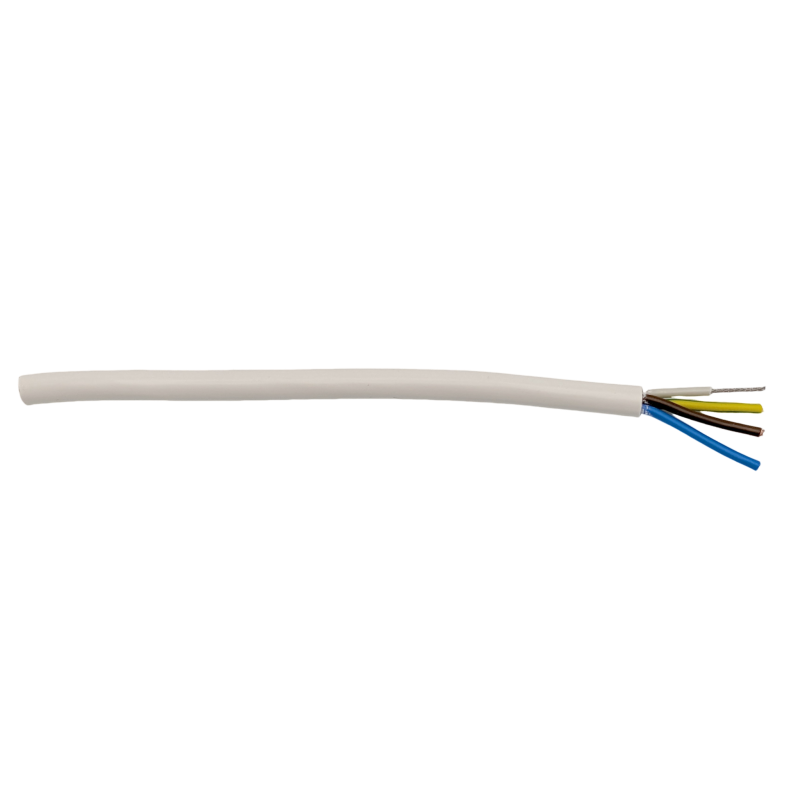 PVC-Schlauchleitung weiß 3G0,75qmm mit Stahlseil PVC-Schlauchleitung weiß 3G0,75qmm mit Stahlseil