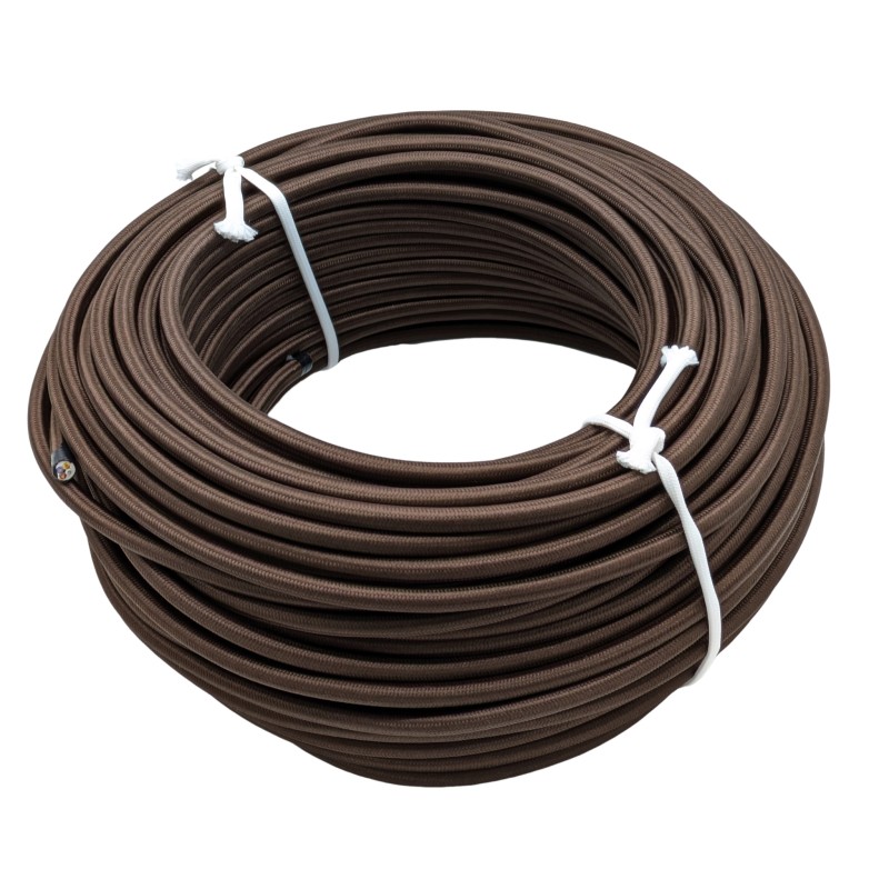 Textilkabel PVC-Schlauchltg. mit Stahlseil zur Zugentlastung 3G0,75 braun