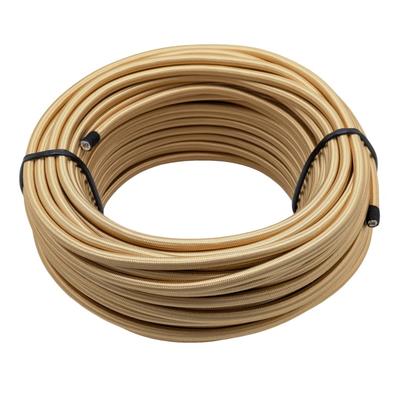 Textilkabel PVC-Schlauchltg. mit Stahlseil zur Zugentlastung 3G0,75 gold Textilkabel PVC-Schlauchltg. mit Stahlseil zur Zugentlastung 3G0,75 gold