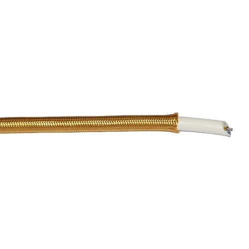 Textilkabel PVC-Schlauchltg. mit Stahlseil zur Zugentlastung 3G0,75 gold - Detail Textilkabel PVC-Schlauchltg. mit Stahlseil zur Zugentlastung 3G0,75 gold - Detail
