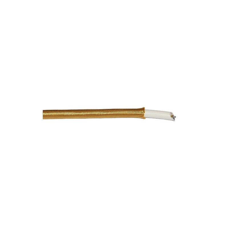 Textilkabel PVC-Schlauchltg. mit Stahlseil zur Zugentlastung 3G0,75 gold - Detail Textilkabel PVC-Schlauchltg. mit Stahlseil zur Zugentlastung 3G0,75 gold - Detail