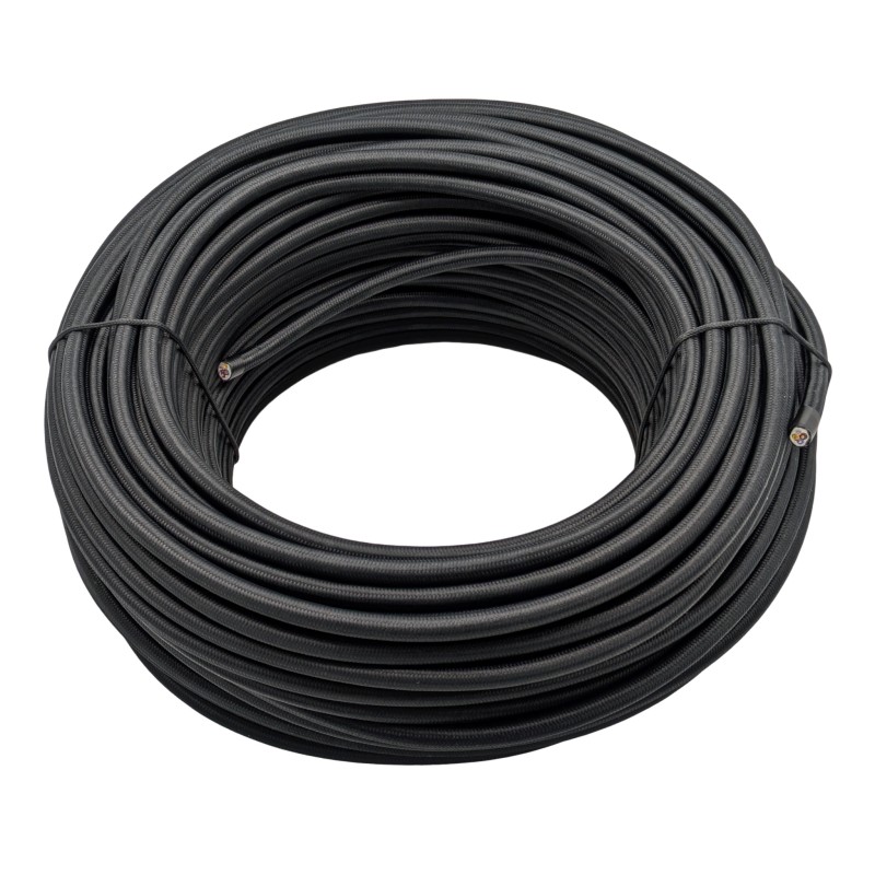 Textilkabel PVC-Schlauchltg. mit Stahlseil zur Zugentlastung 3G0,75 schwarz