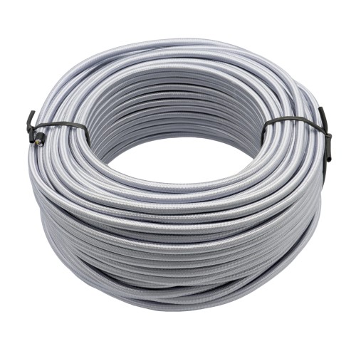 Textilkabel PVC-Schlauchltg. mit Stahlseil zur Zugentlastung 3G0,75 silber Textilkabel PVC-Schlauchltg. mit Stahlseil zur Zugentlastung 3G0,75 silber