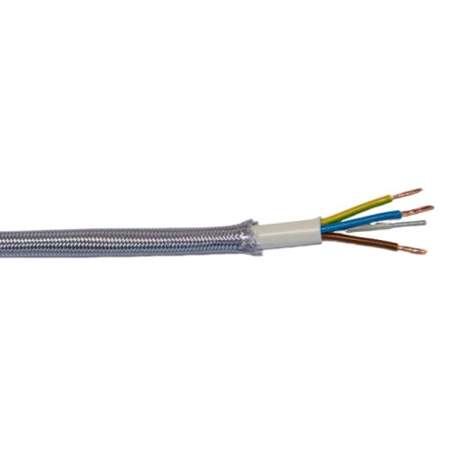 Textilkabel PVC-Schlauchltg. mit Stahlseil zur Zugentlastung 3G0,75 silber - Detail Textilkabel PVC-Schlauchltg. mit Stahlseil zur Zugentlastung 3G0,75 silber - Detail