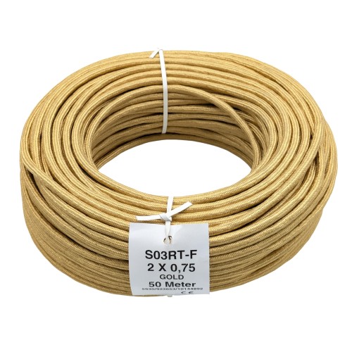 Sonderposten Textilkabel Pendelleitung gold textilumflochten 2x0,75 %price%