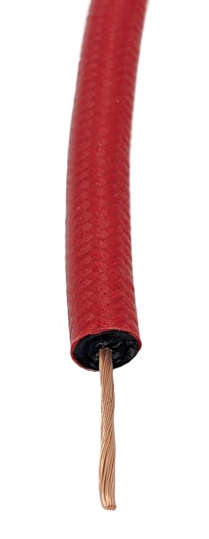 Textilumflochtene Zündleitung, Zündkabel 7mm rot