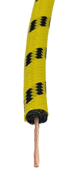 Textilumflochtene Zündleitung, Zündkabel 7mm gelb-schwarz