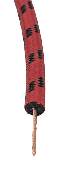 Textilumflochtene Zündleitung, Zündkabel 7mm rot-schwarz