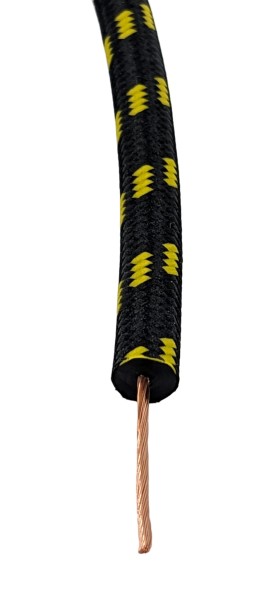 Textilumflochtene Zündleitung, Zündkabel 7mm schwarz-gelb