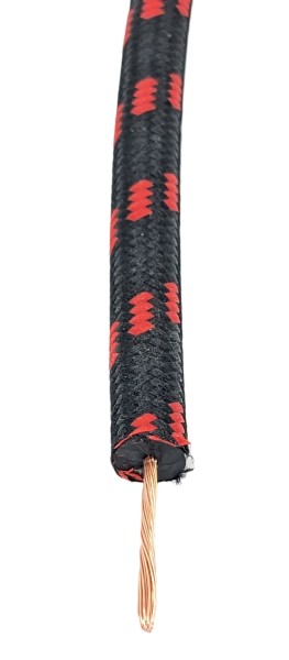 Textilumflochtene Zündleitung, Zündkabel 7mm schwarz-rot